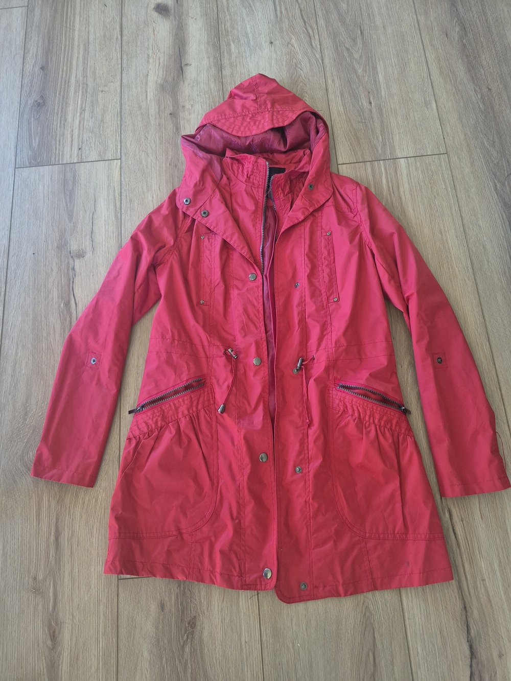Yoki Bright Red Hooded Rwin Jacket.